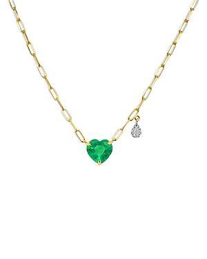 Womens Two-Tone 14K Gold, Emerald, & 0.02 TCW Diamond Heart Pendant Necklace Product Image