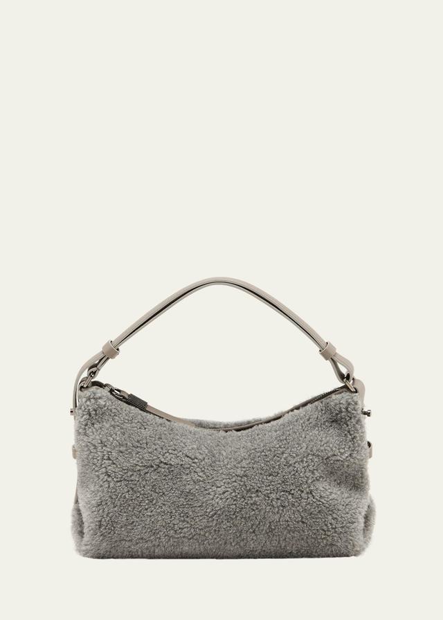 Womens Virgin Wool And Cashmere Fleecy Bag With Monili Product Image