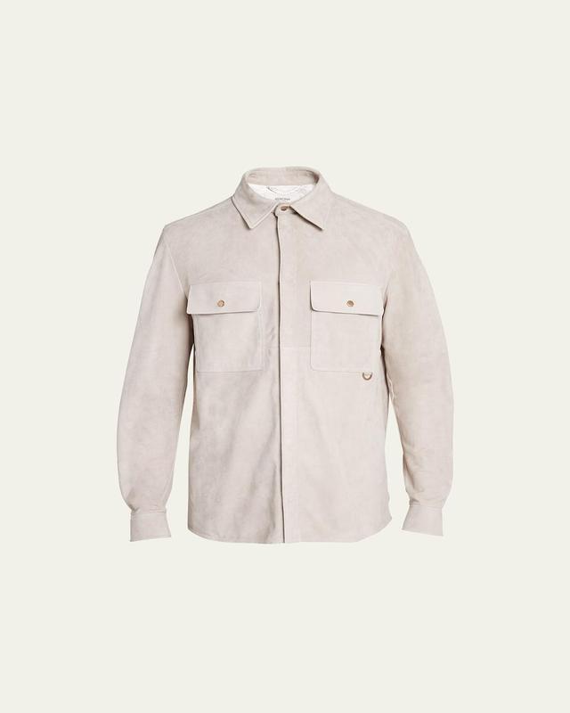 Mens Suede Concealed Snap-Front Overshirt Product Image