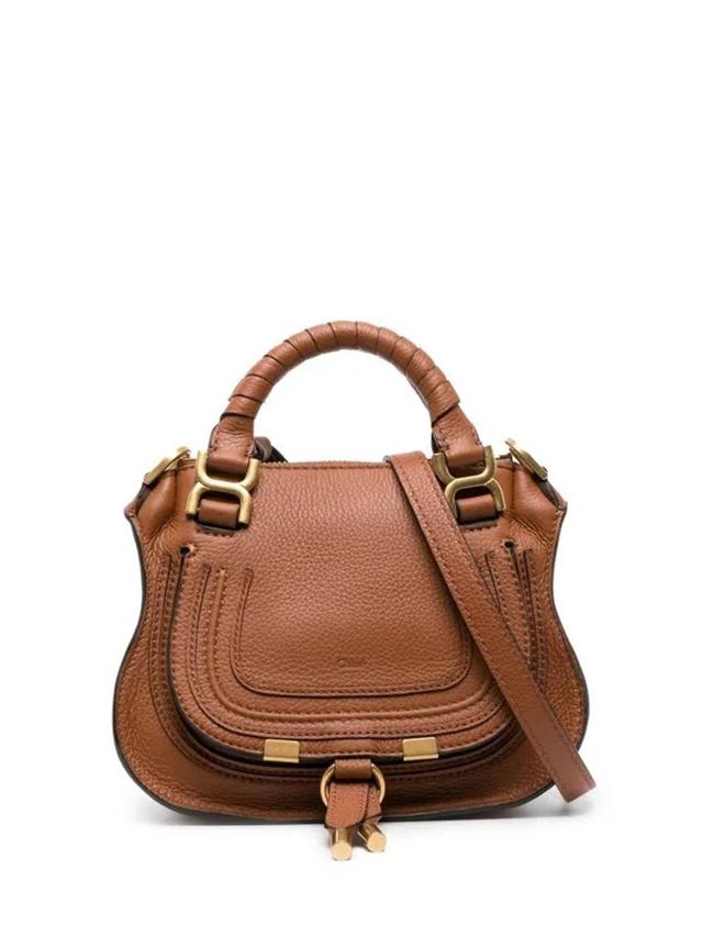 Chloè Marcie Mini Leather Handbag In Brown Product Image