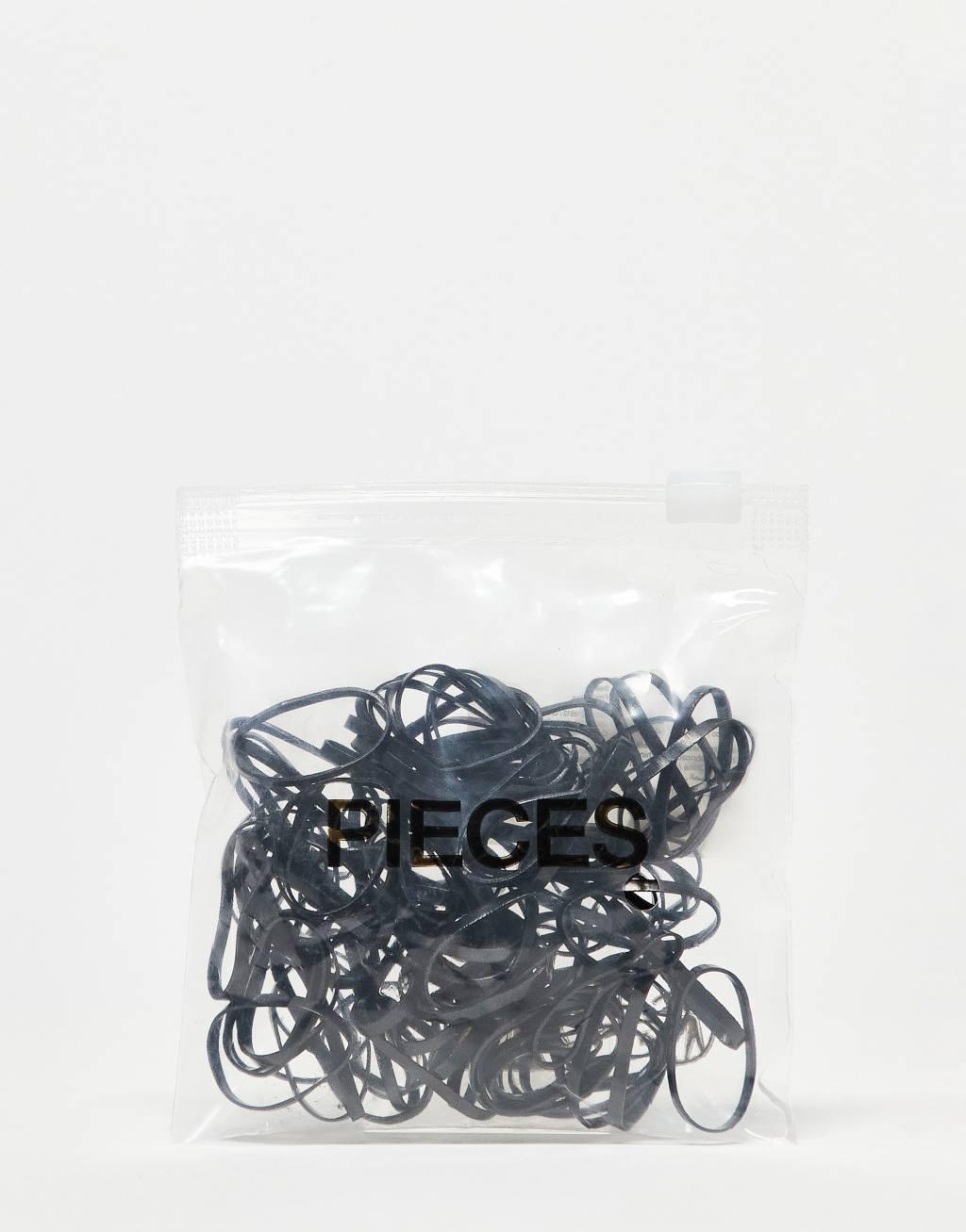 Pieces '100' Pack elastic hair bands in black Product Image