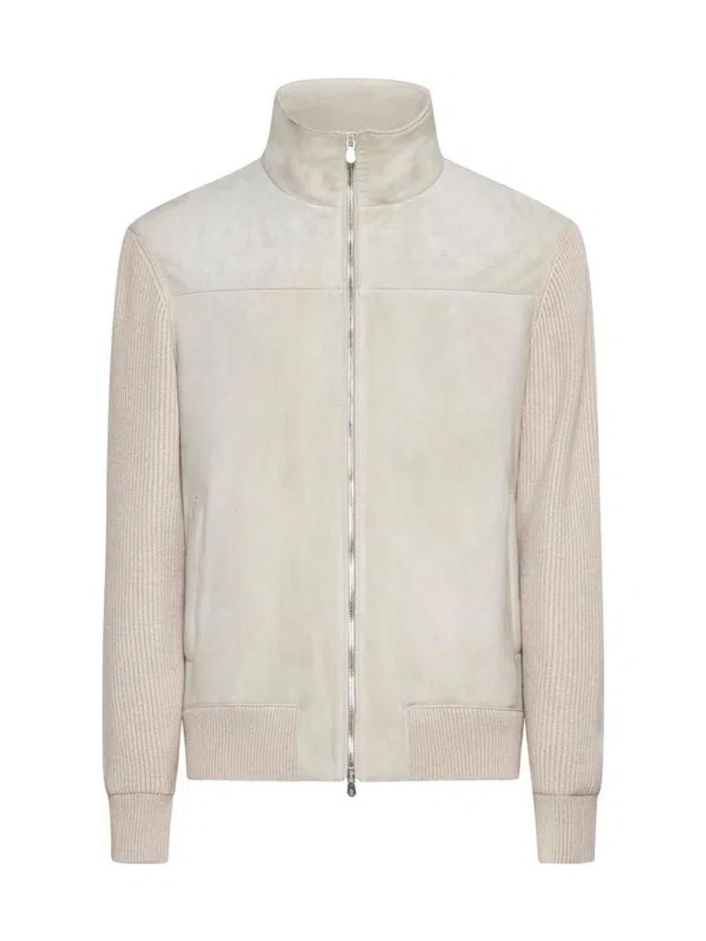 BRUNELLO CUCINELLI Panelled Zipped Padded Jacket In Beige Product Image