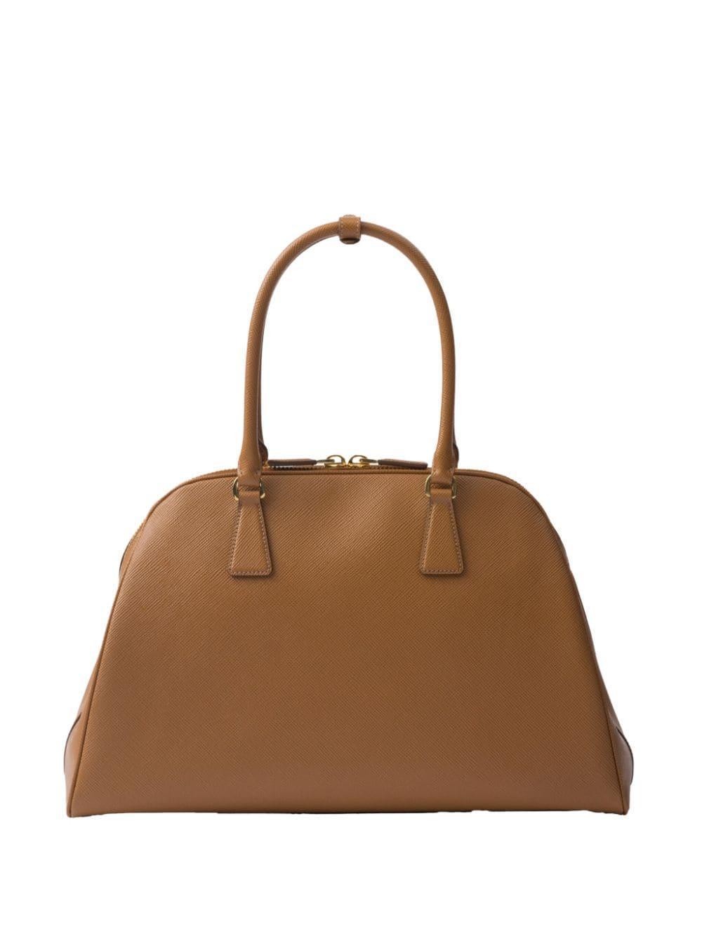 Large Saffiano-leather Tote Bag In Brown Product Image