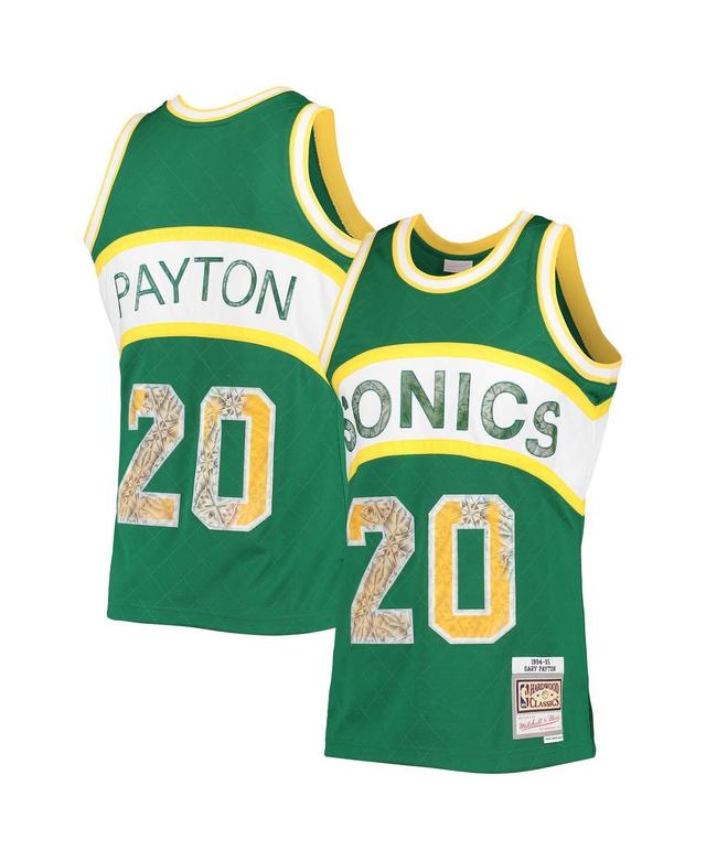 Mens Mitchell & Ness Gary Payton Green Seattle SuperSonics 1994-95 Hardwood Classics 75th Anniversary Diamond Swingman Jersey - Green Product Image