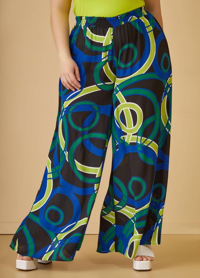 Plus Size Circle Print Crepe Wide Leg Pants Ashley Stewart Product Image