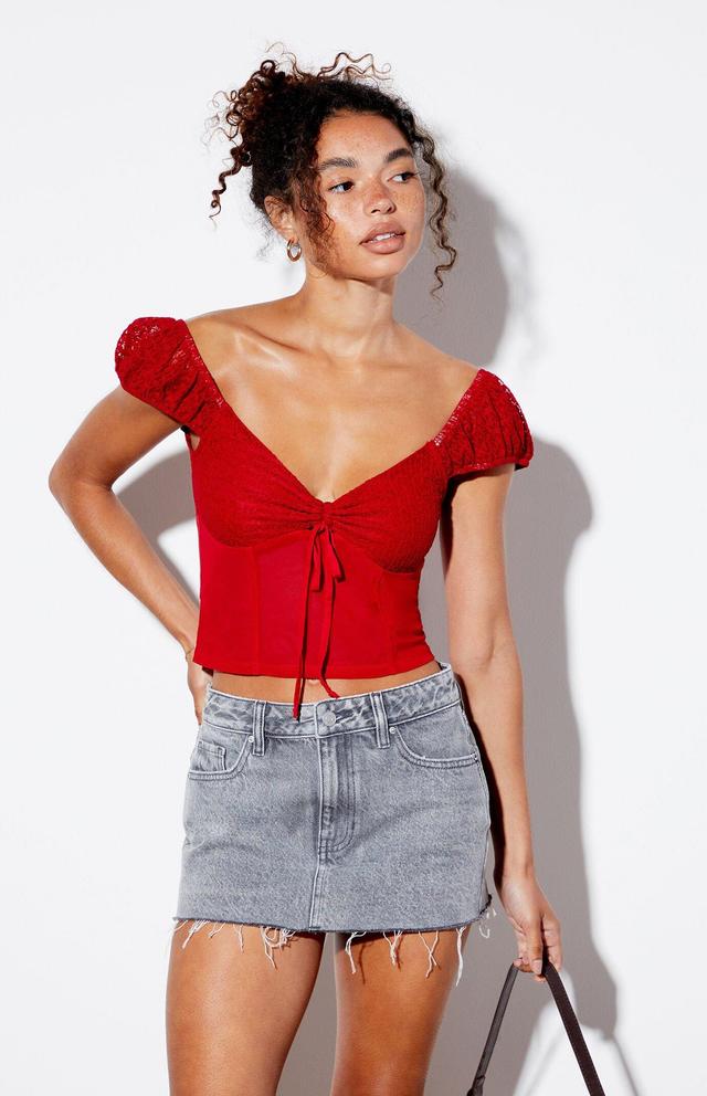 Women's Sweetheart Cinched Mesh Top Product Image