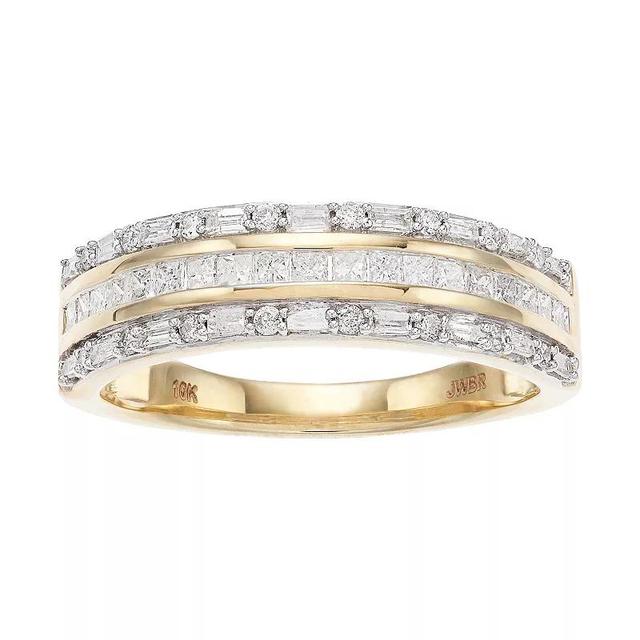 10k Gold 1/2 Carat T.W. Diamond Triple Row Ring, Womens White Product Image