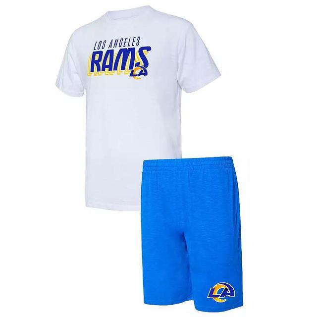 Mens Concepts Sport Royal/White Los Angeles Rams Downfield T-Shirt & Shorts Sleep Set Product Image