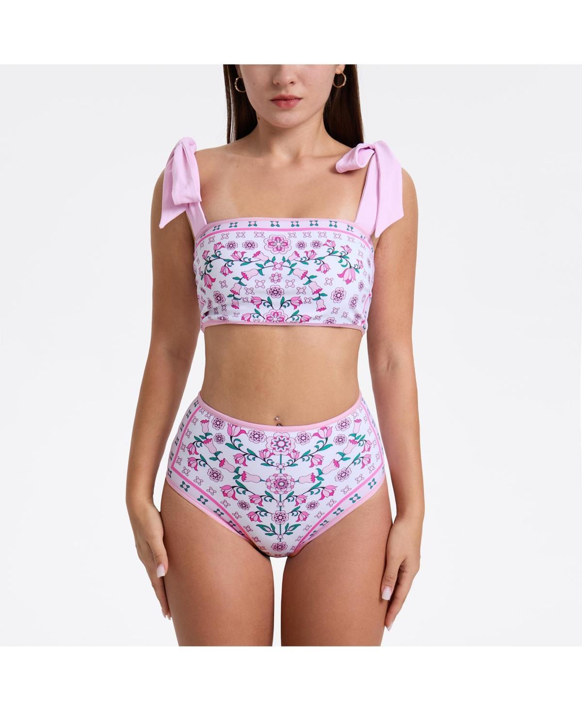 Jessie Zhao New York Womens Pink Blossom Reversible Two-Piece Swimsuit Product Image