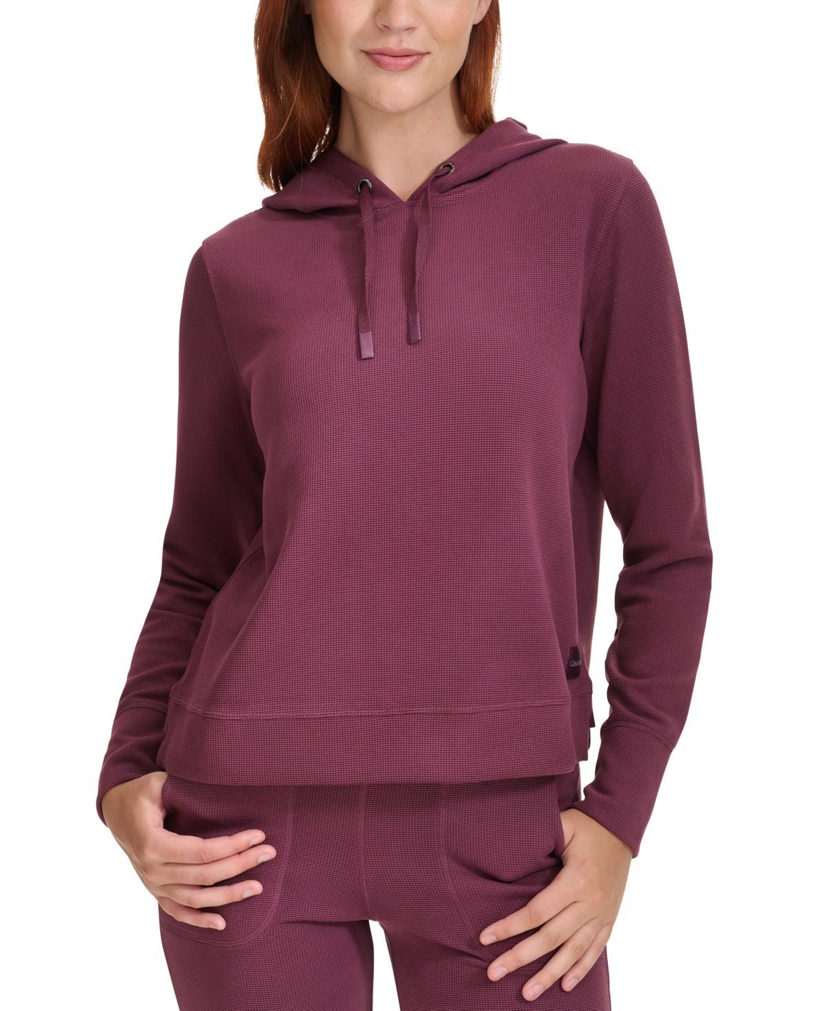 Calvin Klein Performance Womens Waffle-Knit Pullover Hoodie Product Image