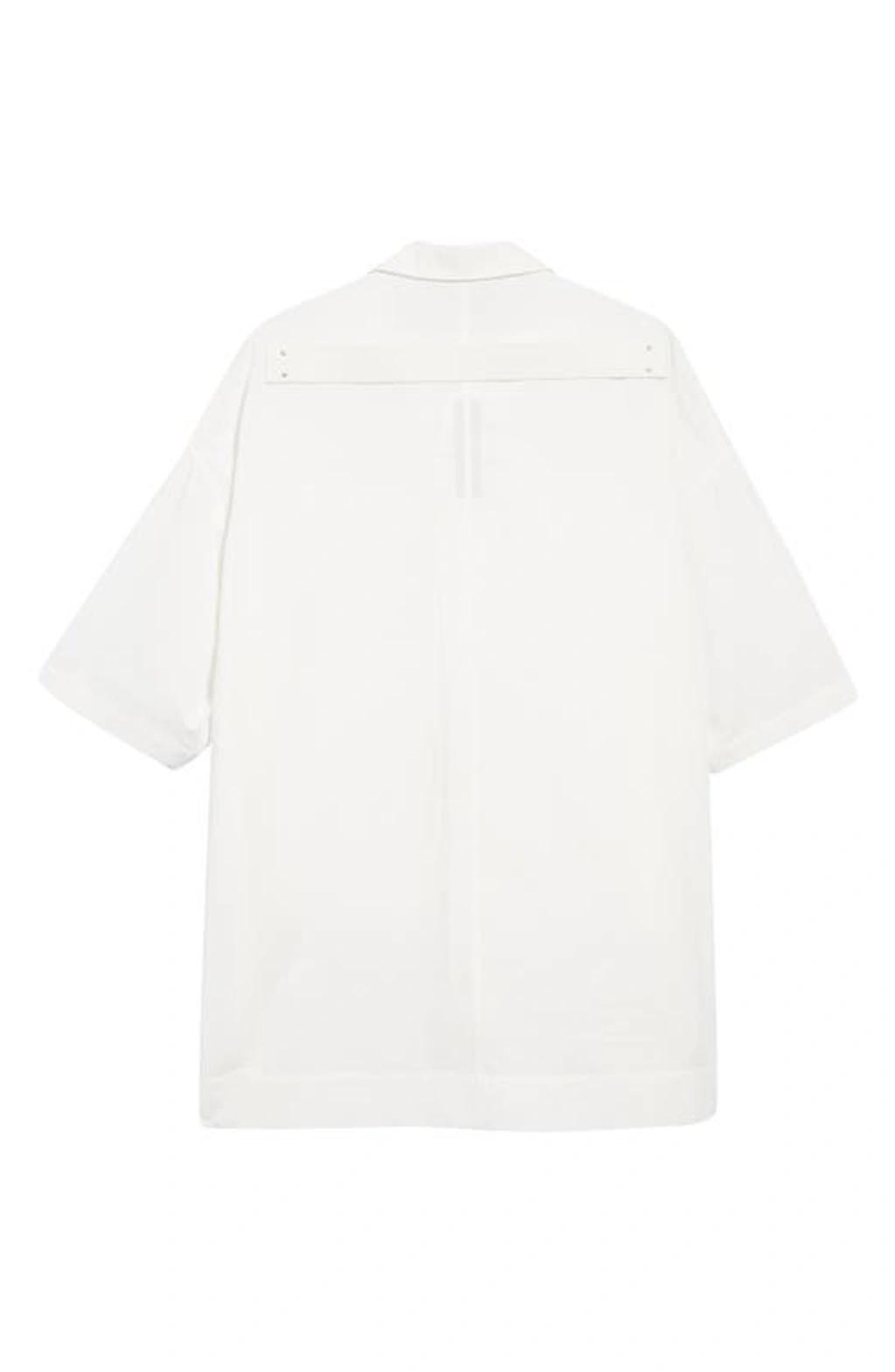 RICK OWENS Magnum Tommy Oversize Cotton Shirt In White Product Image