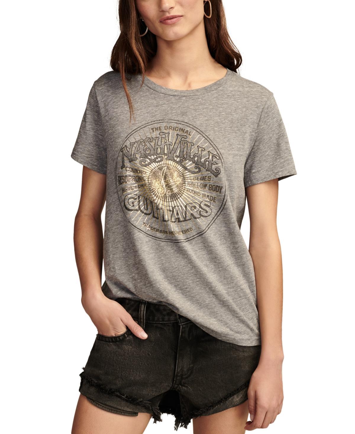 Lucky Brand Womens Nashville Guitars Circle T-Shirt Product Image