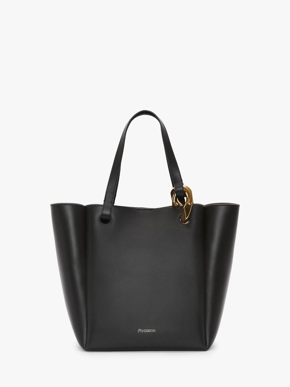 JWA CORNER TOTE - LEATHER TOTE BAG in black | JW Anderson US  Product Image