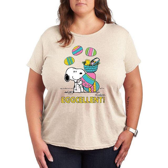 Plus Peanuts Snoopy & Woodstock Eggcellent Graphic Tee, Womens Product Image