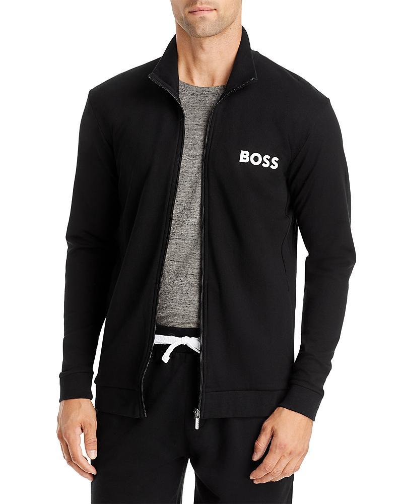 Boss Ease Cotton Logo Print Full Zip Jacket Regular Fit Product Image