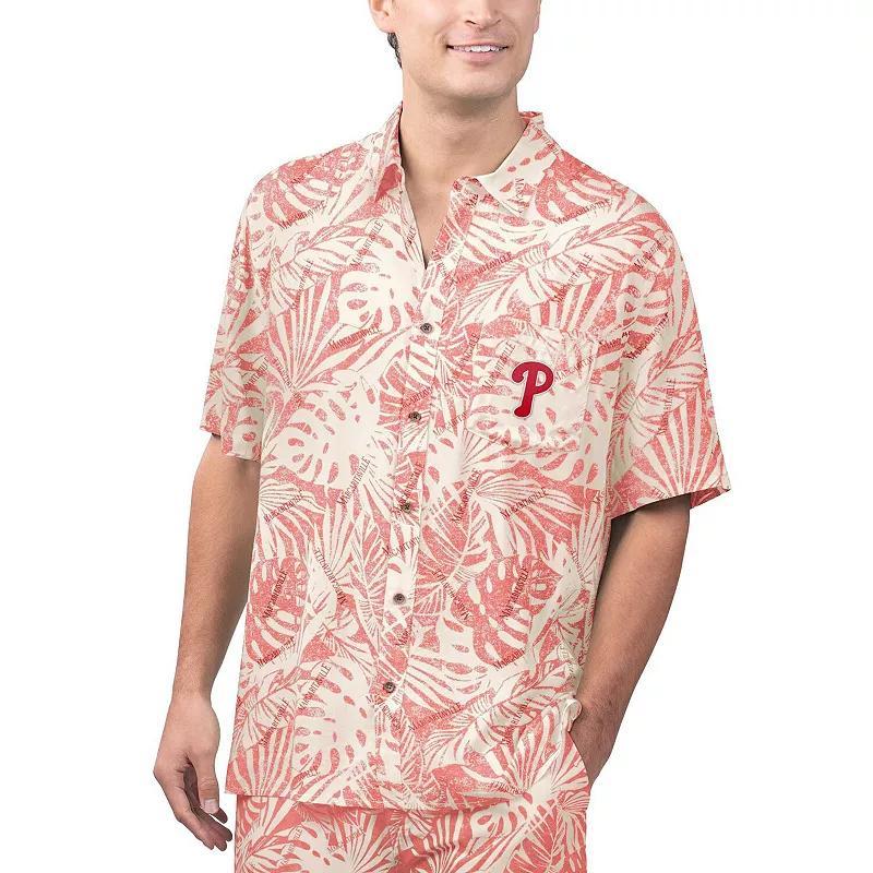 Margaritaville Mens Red Philadelphia Phillies Monstera Print Party Button-Up Shirt Product Image