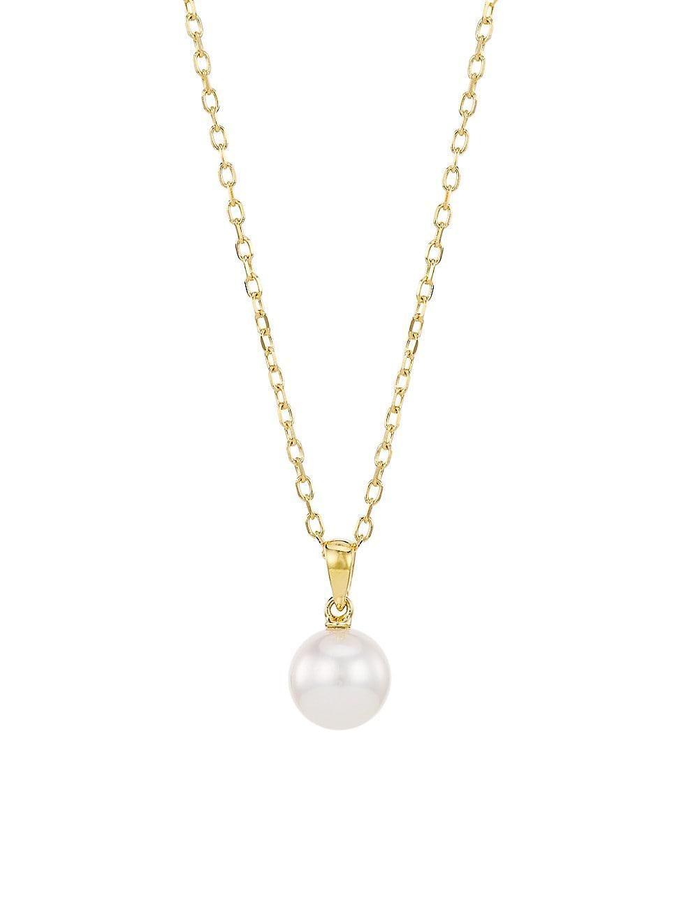 Womens Essential Elements 18K Yellow Gold & 7MM White Cultured Pearl Pendant Necklace Product Image