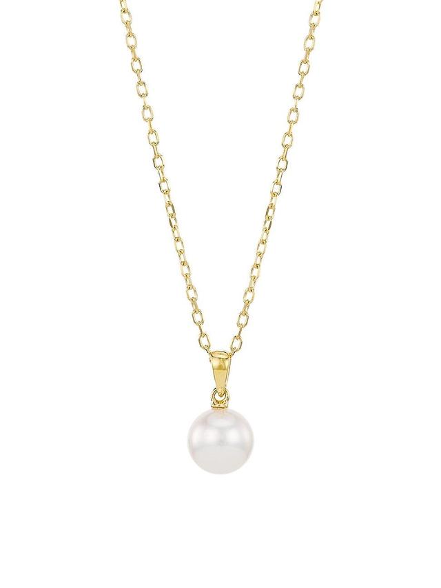 Womens Essential Elements 18K Yellow Gold & 7MM White Cultured Pearl Pendant Necklace Product Image