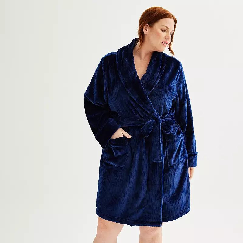 Plus Size Sonoma Goods For Life Faux Fur Short Sleep Robe, Womens Product Image