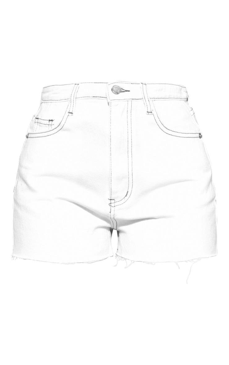 Petite Ecru Frayed Hem Denim Shorts Product Image