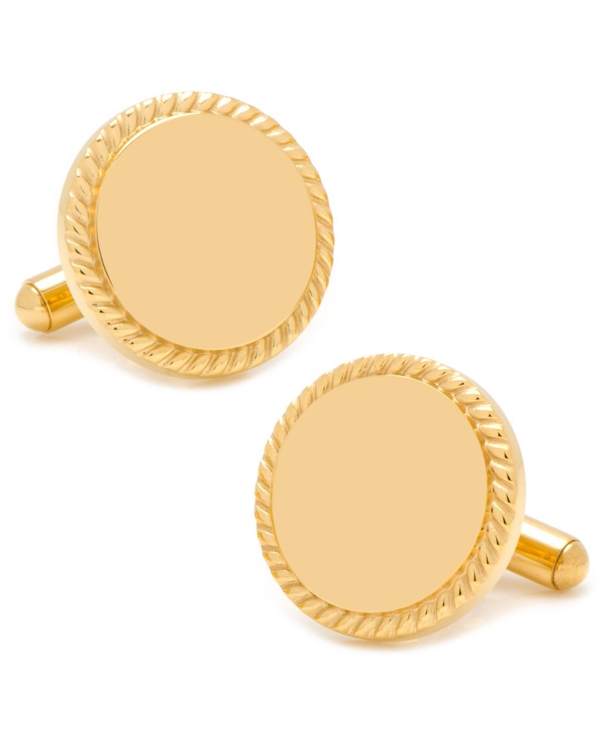 14K Gold-Plated Rope Border Engravable Cuff Links Product Image