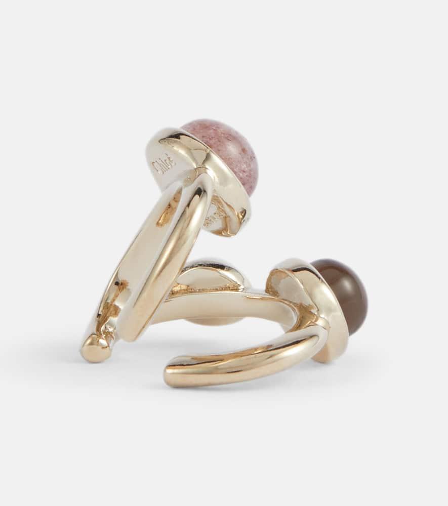 CHLOÉ Embellished Brass Single Earcuff In Multicoloured Product Image