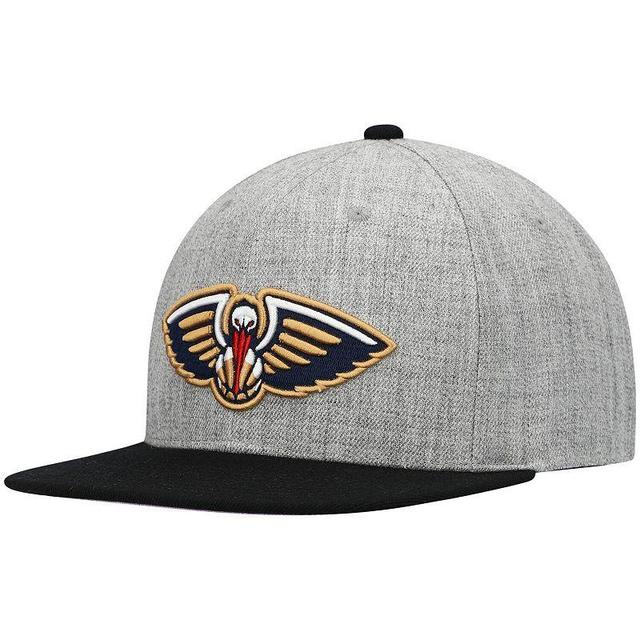 Mens Mitchell & Ness Heathered Gray/Black New Orleans Pelicans Heathered Underpop Snapback Hat Product Image