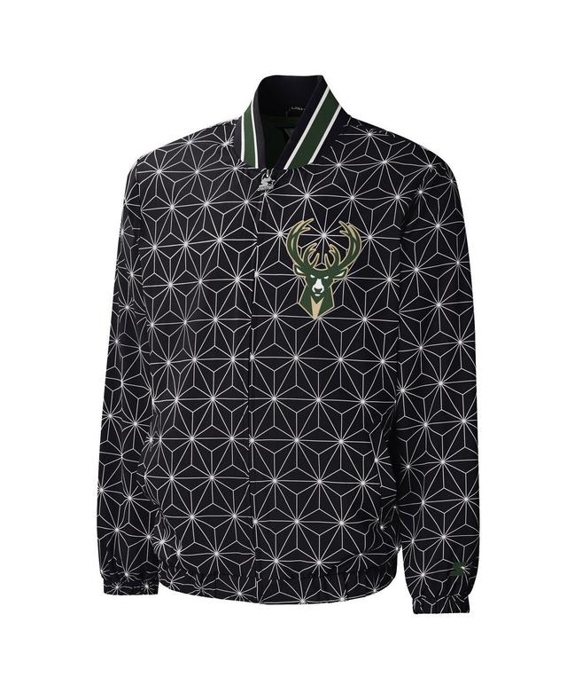 Mens Starter Black Milwaukee Bucks In-Field Play Fashion Satin Full-Zip Varsity Jacket Product Image