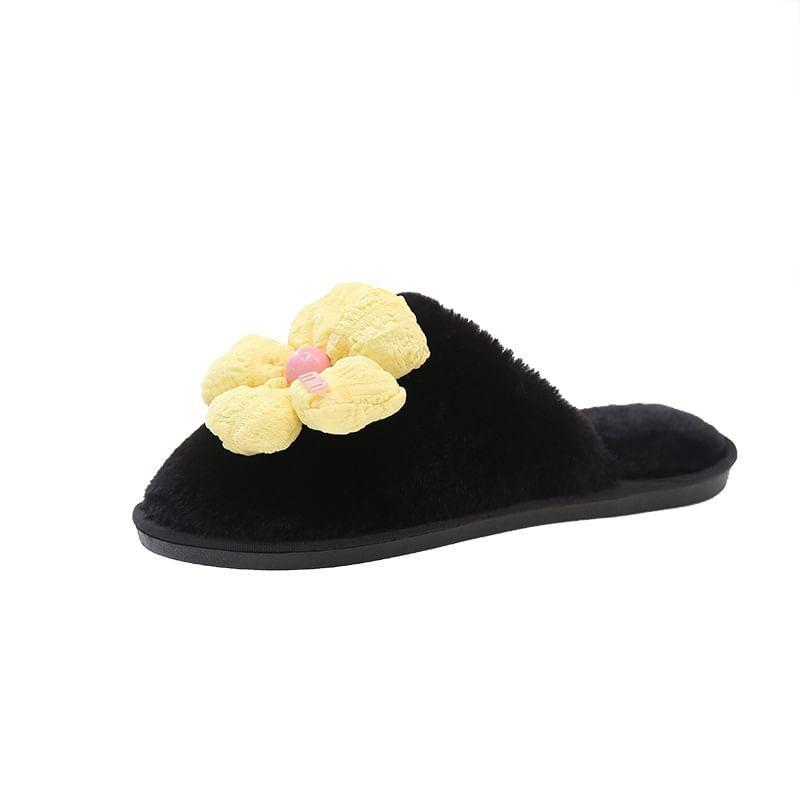 Floral Accent Fluffy Home Slippers Product Image