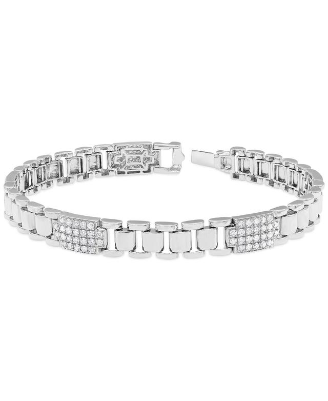 Mens Diamond Cluster Wide Link Chain Bracelet (2 ct. t.w.) in 10k White Gold Product Image