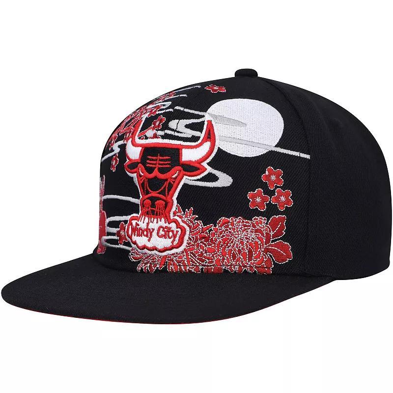 Mens Mitchell & Ness Black Chicago Bulls Hardwood Classics Asian Heritage Scenic Snapback Hat Product Image