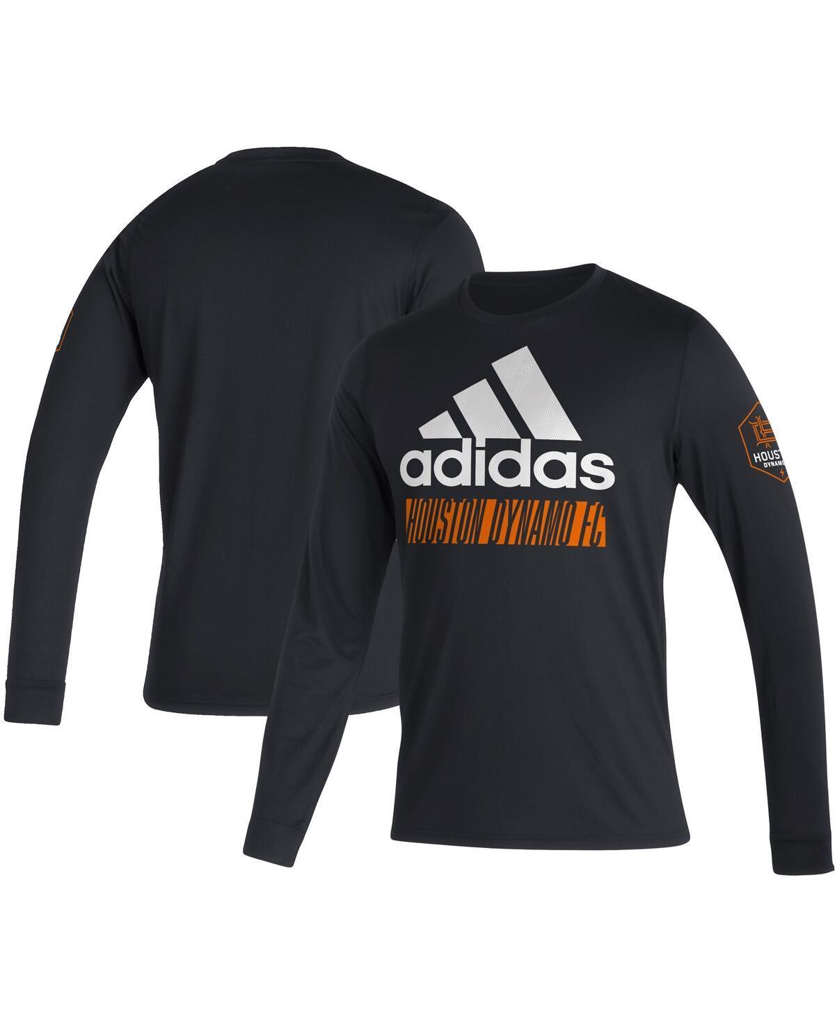 Mens adidas Black Houston Dynamo Fc Vintage-Inspired Performance Long Sleeve T-shirt Product Image