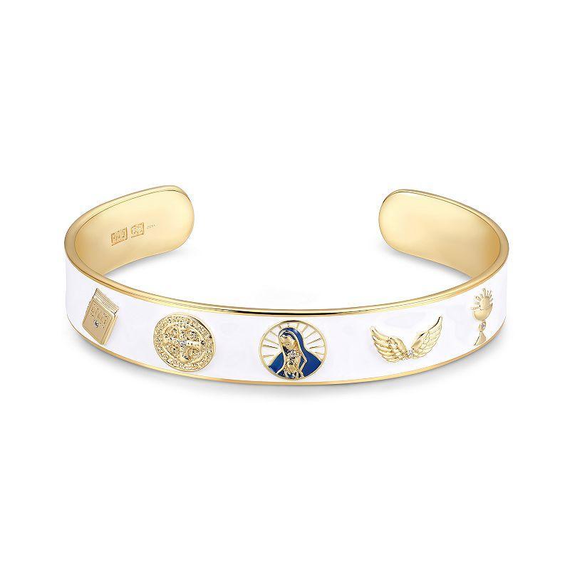 Sarafina Cubic Zirconia Religious Story White Cuff Bracelet, Womens Gold Tone Product Image