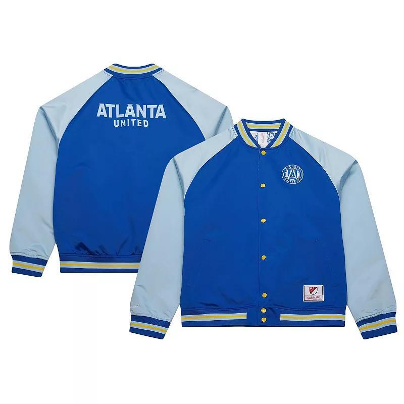 Mens Mitchell & Ness Blue/White Atlanta United FC Resurgens Reversible Raglan Full-Snap Jacket Product Image