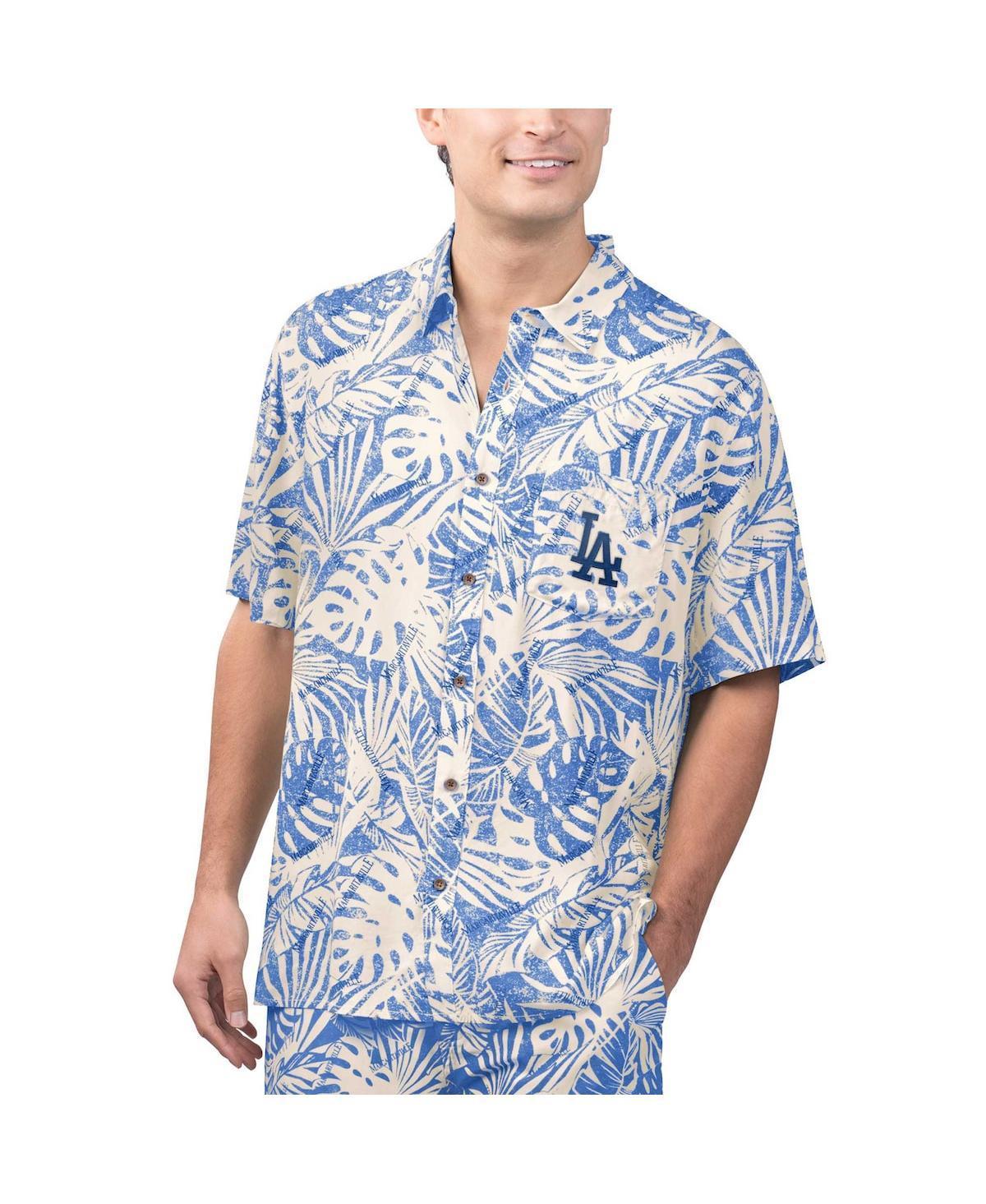 Margaritaville Mens Royal Los Angeles Dodgers Monstera Print Party Button-Up Shirt Product Image