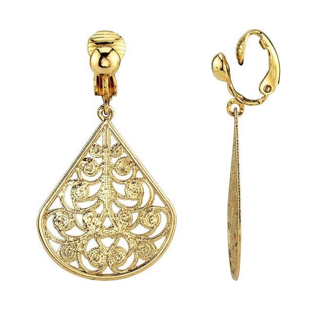 1928 Filigree Detail Teardrop Earrings, Womens, Gold Tone Product Image