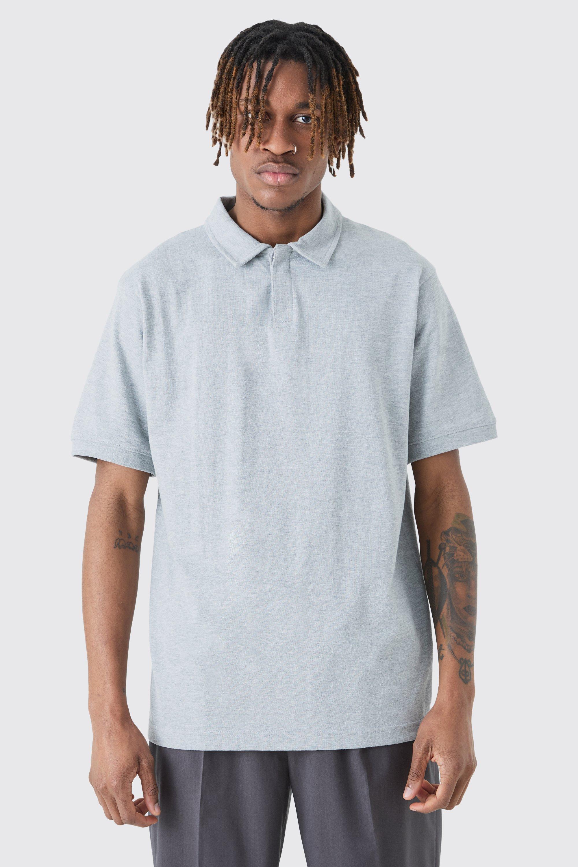 Tall Core Heavy Carded Button Up Polo | boohooMAN USA Product Image