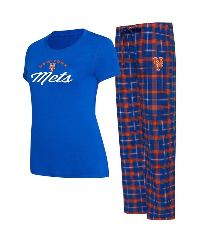 Womens Concepts Sport Royal/Orange New York Mets Arctic T-Shirt & Flannel Pants Sleep Set Product Image