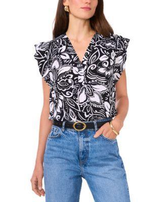 Women's Floral Flutter-Sleeve Top Product Image