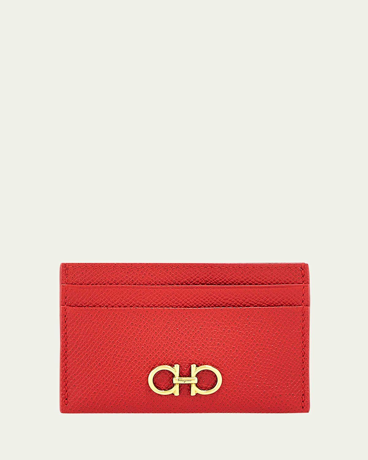 FERRAGAMO Double Gancio Leather Card Case Product Image