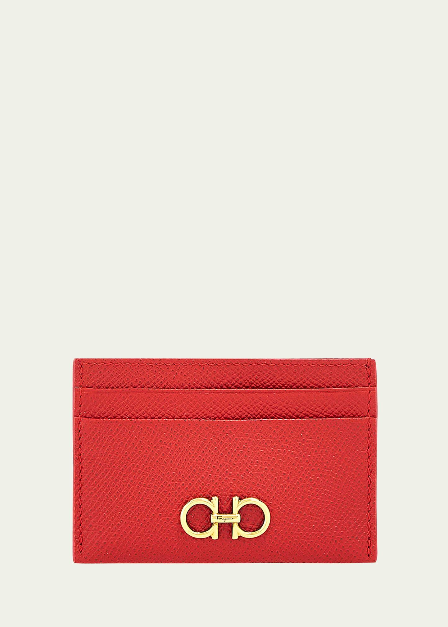 FERRAGAMO Double Gancio Leather Card Case Product Image