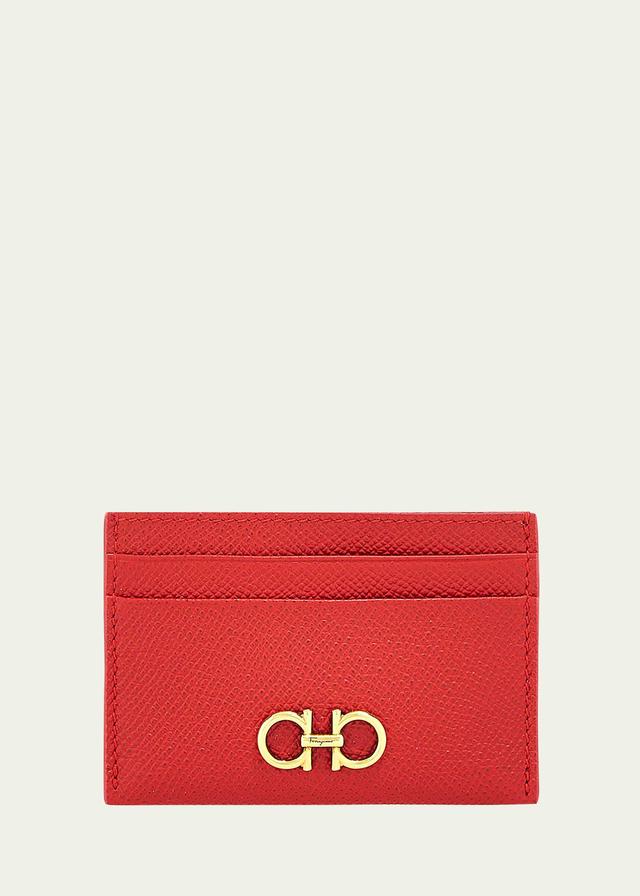 FERRAGAMO Double Gancio Leather Card Case Product Image