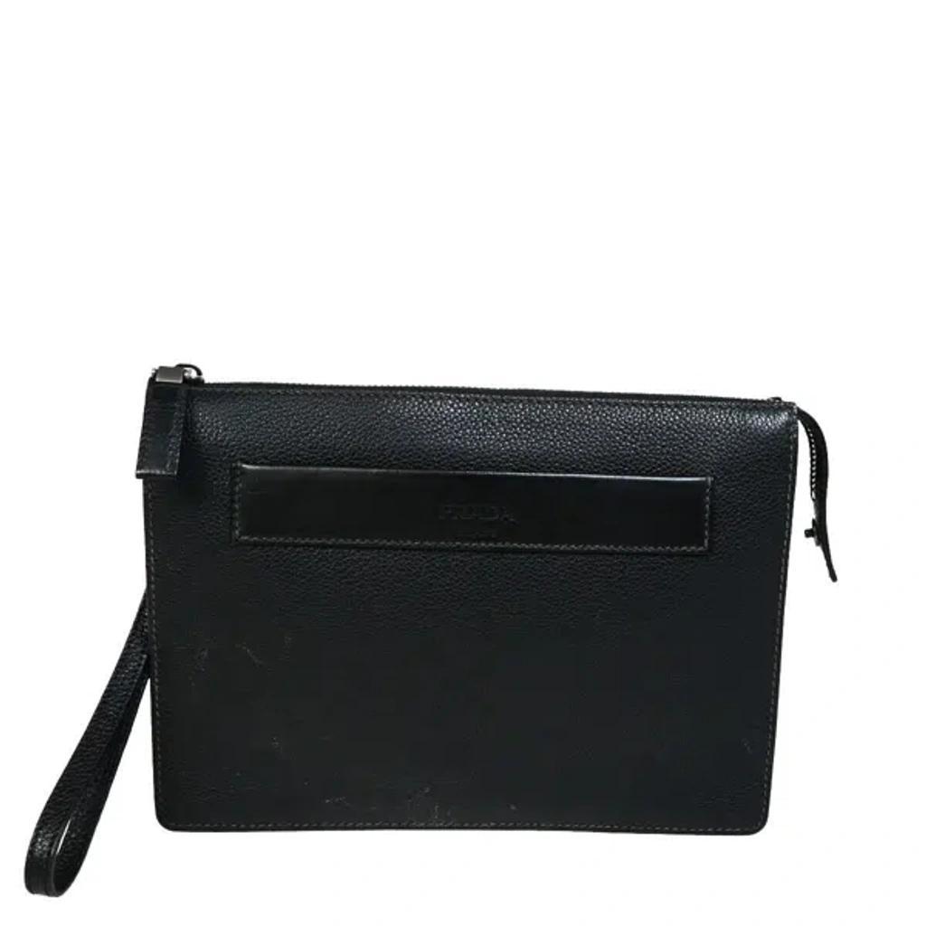 Saffiano Black Leather Clutch Bag () Product Image