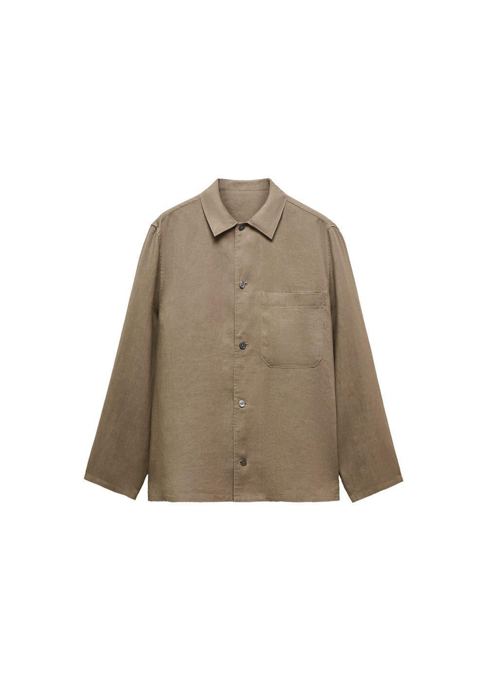 MANGO MAN - 100% linen regular-fit overshirt khakiMen Product Image