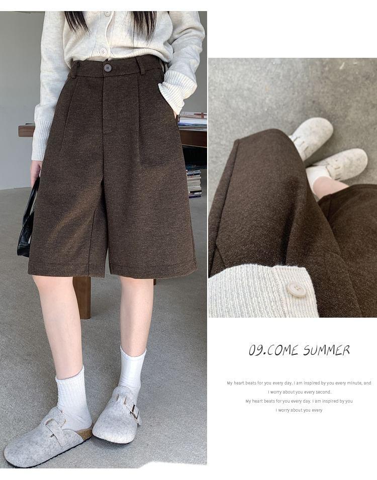 High Waist Plain Shorts Product Image