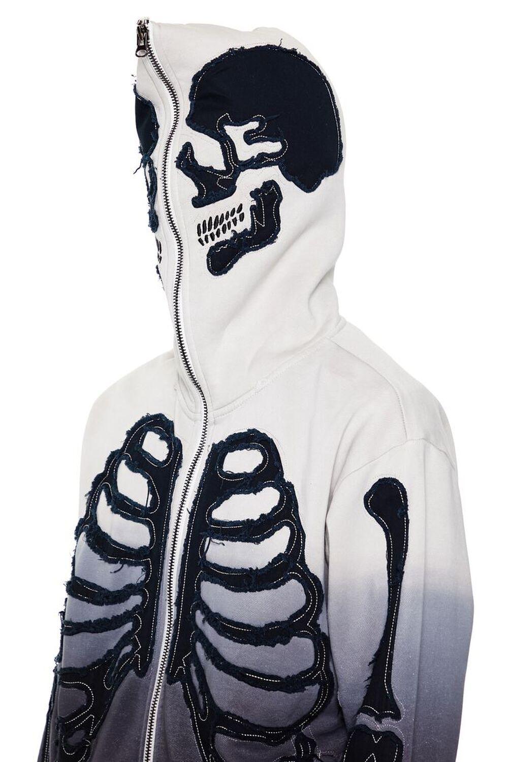 Gradient Stitched-On Bones Zip-Up Hoodie | Forever 21 Product Image