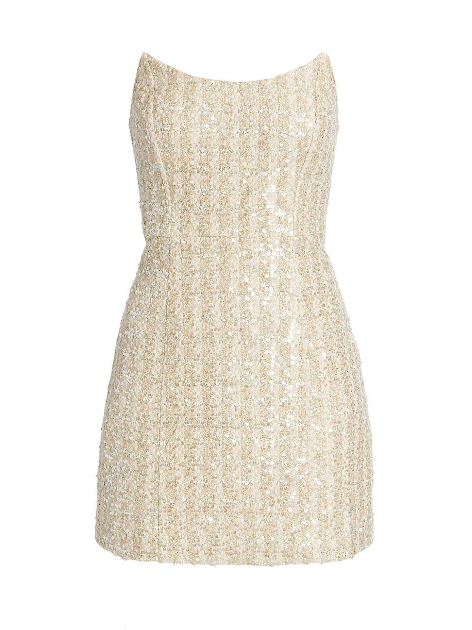 Womens Pearl Strapless Sequin Minidress Product Image