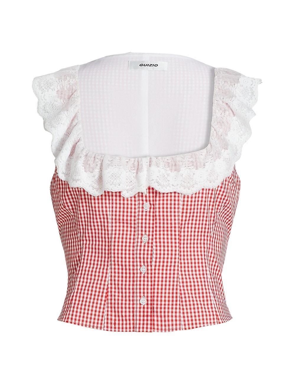 Womens Paloma Gingham Ruffle Top Product Image