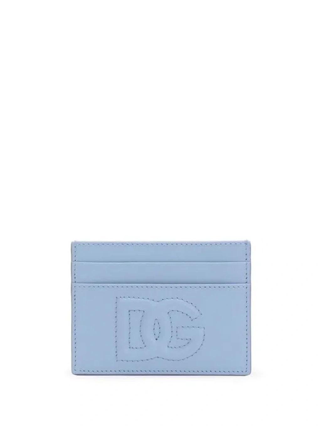 Calf Leather Cardholder With Logo In Blue Product Image