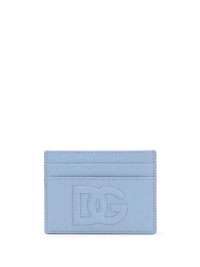 Calf Leather Cardholder With Logo In Blue Product Image